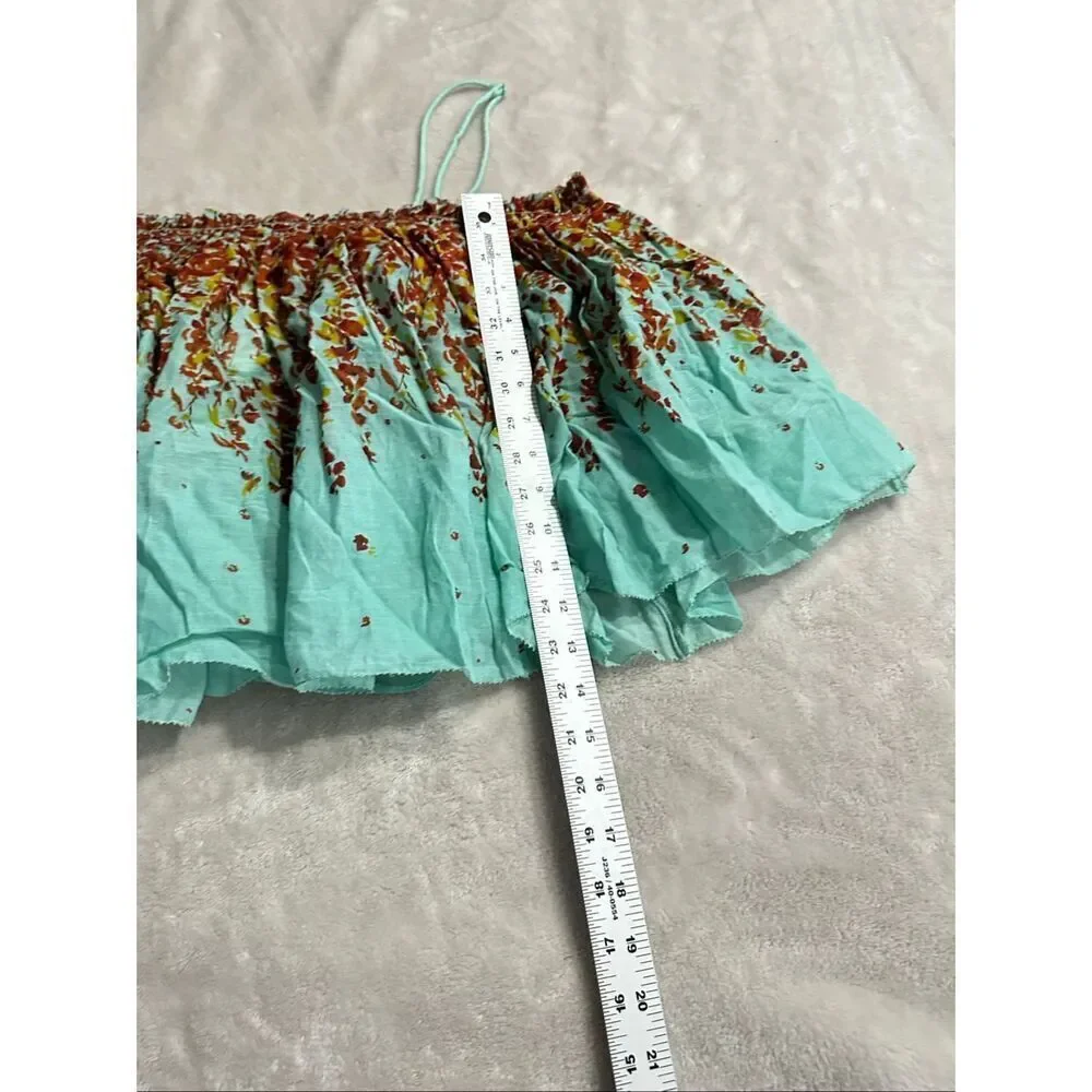 Free People L2146 Turquoise Instant Crush Printed Top Women's Size Large NEW